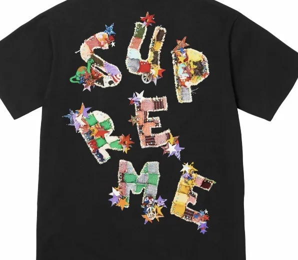 S Color T-shirt Back XL Letter M 24SS Patchwork Black Logo Tee L and White Printed 0813